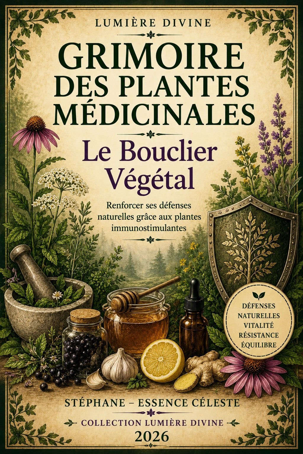 Couverture de l'ebook Le Bouclier Végétal – Grimoire des Plantes Médicinales