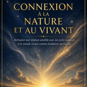 Couverture de l'ebook Connexion à la Nature et au Vivant, collection Spiritualité et Énergies Sacrées, Lumière Divine - ciel étoilé et lumière dorée à l'horizon