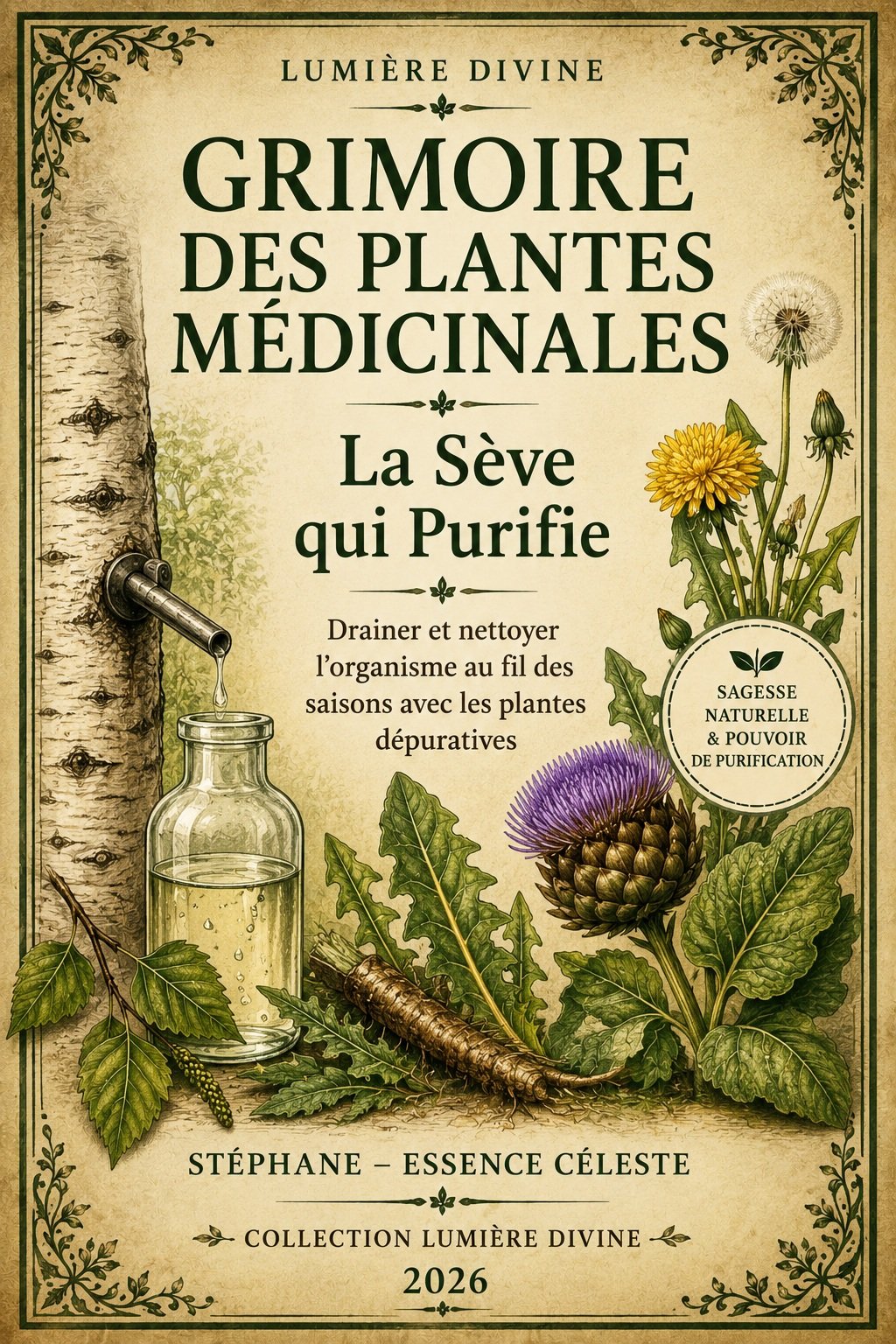 Couverture de l'ebook La Sève qui Purifie – Grimoire des Plantes Médicinales