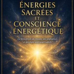 Couverture de l'ebook Énergies Sacrées et Conscience Énergétique, collection Spiritualité et Énergies Sacrées, Lumière Divine - champ lumineux doré diffus sur fond indigo étoilé