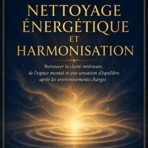 Couverture de l'ebook Nettoyage Énergétique et Harmonisation, collection Spiritualité et Énergies Sacrées, Lumière Divine - ondulations lumineuses dorées sur surface calme, fond indigo étoilé