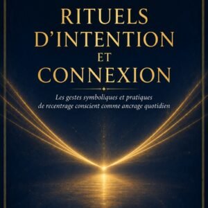 Couverture de l'ebook Rituels d'Intention et Connexion, collection Spiritualité et Énergies Sacrées, Lumière Divine - lignes de lumière dorée convergentes sur fond indigo étoilé