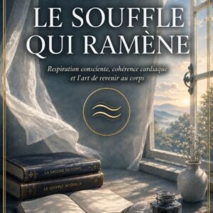 Couverture du livre Le Souffle qui Ramène, collection Méditations et Pratiques, Lumière Divine — carnet ouvert, plume et livres anciens sur une table en bois devant une fenêtre ouverte sur un lever de soleil montagneux